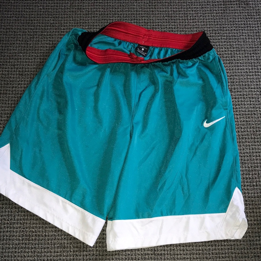 Nike Mens Dri-FIT Basketball Shorts Teal White Red XL Mesh Athletic Gym